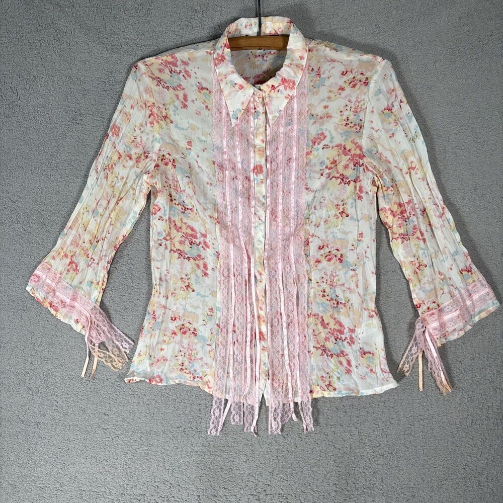 Violet & Claire Top Women's Size S Sheer Cottage Fairy Coquette Whimsy Boho Lace